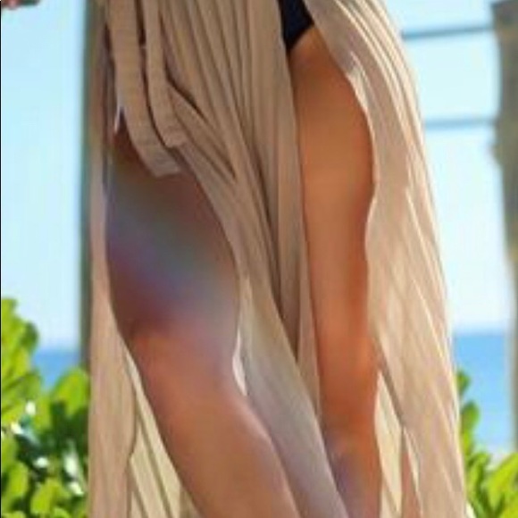 Nude cover up maxi skirt with slits - Picture 2 of 3